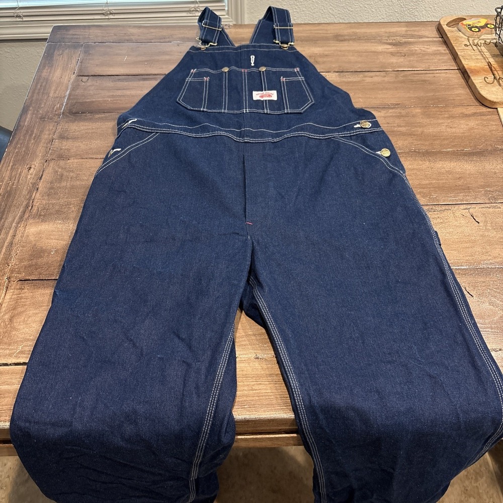 Round House Bib Overalls Men 36X30 Blue Dark Wash 34x30